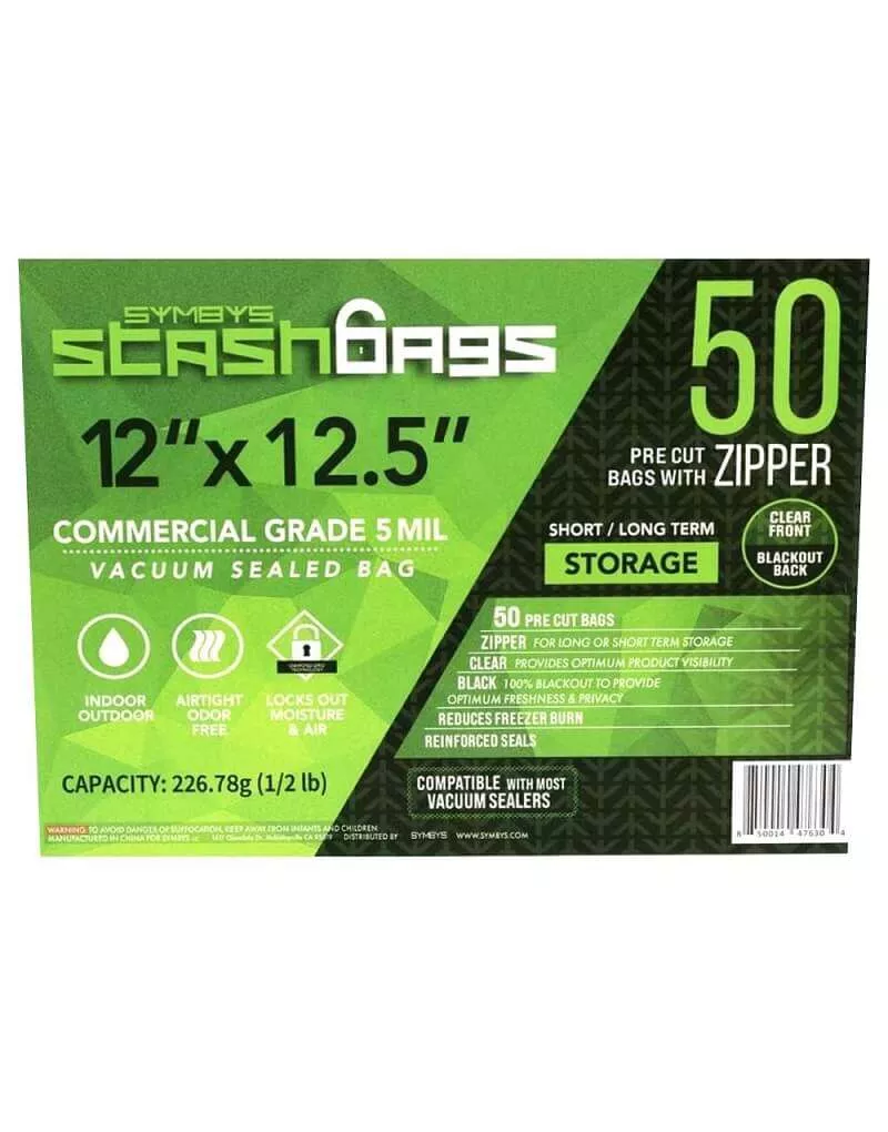 symbys-stashbags-12-x-12-5-black-clear-pre-cut-vacuum-seal-bags-w-zipper-pack-50 SYMBYS StashBags – 12″ x 12.5″ Black & Clear Pre-Cut Vacuum Seal Bags w/Zipper - Pack of 50 Bags