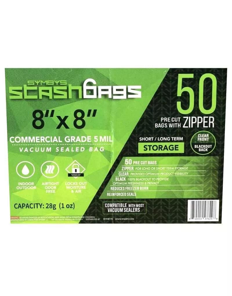 symbys-stashbags-8-x-8-black-clear-pre-cut-vacuum-seal-bags-w-zipper-pack-50-bag SYMBYS StashBags – 8″ x 8″ Black & Clear Pre-Cut Vacuum Seal Bags w/Zipper - Pack of 50 Bags