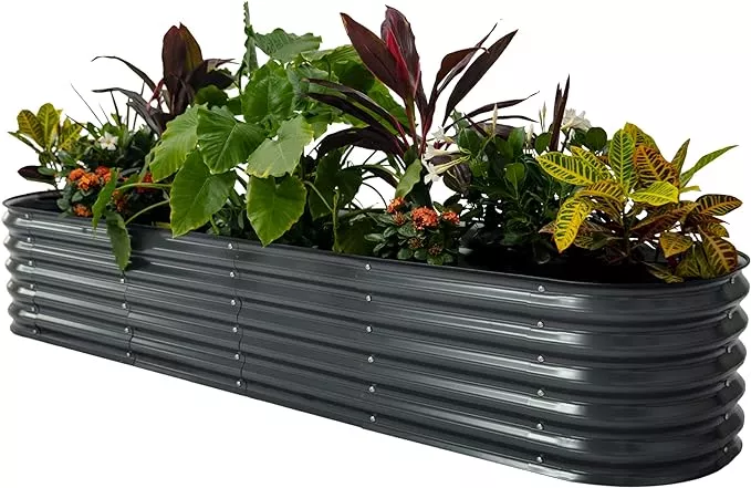 vego-garden-raised-garden-bed-kits-17-tall-9-in-1-8ft-x-2ft-metal-raised-planter Vego garden Raised Garden Bed Kits, 17" Tall 9 in 1 8ft x 2ft Metal Raised Planter Bed for Vegetables Flowers Ground Planter Box, Sky Blue