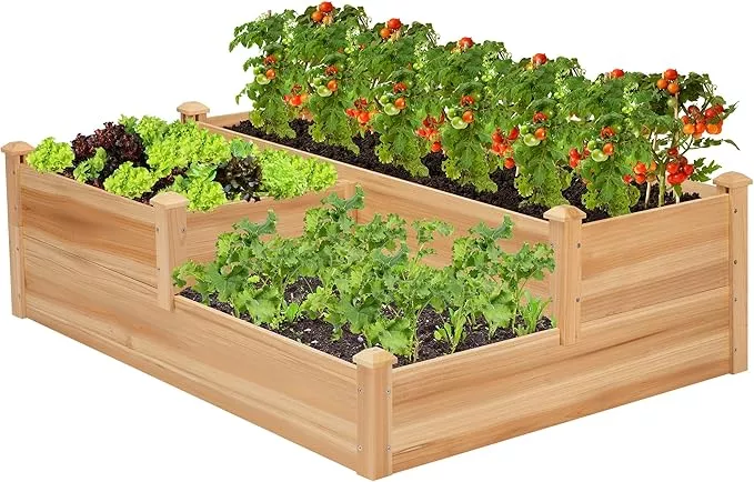 vivosun-3-tier-3-grid-wooden-raised-garden-bed-42-5-x-34-5-x-15-inches-outdoor-e VIVOSUN 3-Tier 3-Grid Wooden Raised Garden Bed, 42.5 x 34.5 x 15 Inches, Outdoor Elevated Wood Planter Box with Screwdriver for Gardens, Patios, Backyards, Balcony and Outdoors