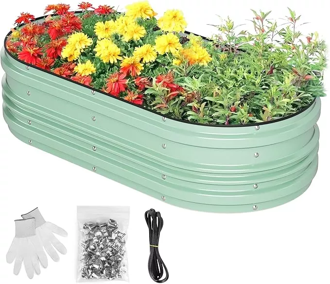 workpro-4x2x1ft-galvanized-raised-garden-bed-set-rust-corrosion-protection-easy- WORKPRO 4x2x1ft Galvanized Raised Garden Bed Set, Rust & Corrosion Protection, Easy Assembly, Safe Edge, Ideal for Vegetables & Flowers, White