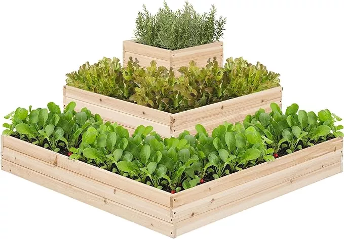yaheetech-3-tier-wooden-raised-garden-bed-44-5-l-44-5w-20-5-h-horticulture-open- Yaheetech 3 Tier Wooden Raised Garden Bed 44.5'' L×44.5W×20.5×H, Horticulture Open-Bottom Planter Raised Garden Bed for Flowers/Herbs/Vegetables Planter Flower Box
