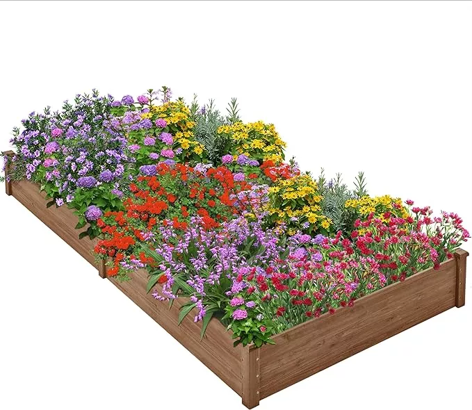 yaheetech-8-4ft-wooden-horticulture-raised-garden-bed-divisible-elevated-plantin Yaheetech 8×4ft Wooden Horticulture Raised Garden Bed Divisible Elevated Planting Planter Box for Flowers/Vegetables/Herbs in Backyard/Patio Outdoor, 93 x 48 x 10in, Gray