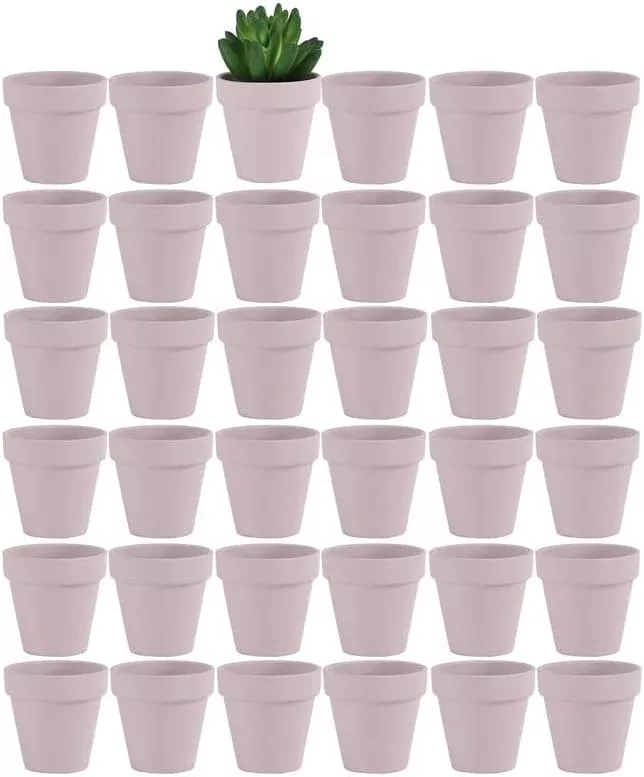 Yishang 36 pcs Small Mini Pink Clay Pots, 2.5'' Terracotta Pot Clay Ceramic Pottery Planter,Cactus Flower Terra Cotta Pots,Succulents Nursery Pots,with Drainage Hole,Great for Crafts,Wedding Favor