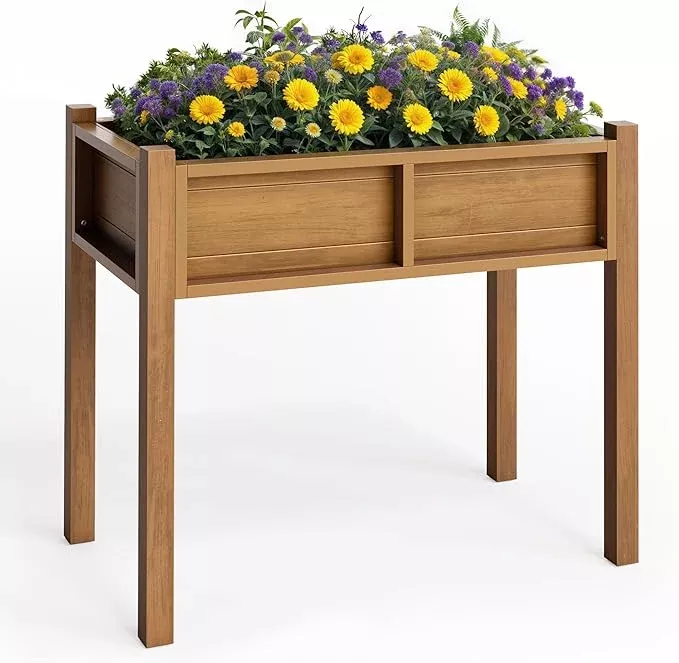 yitahome-raised-garden-bed-hips-poly-wood-elevated-planter-box-with-legs-drainag YITAHOME Raised Garden Bed, HIPS Poly Wood Elevated Planter Box with Legs and Drainage Hole, Small Flower Box Stand for Patio Balcony Garden Backyard, Black