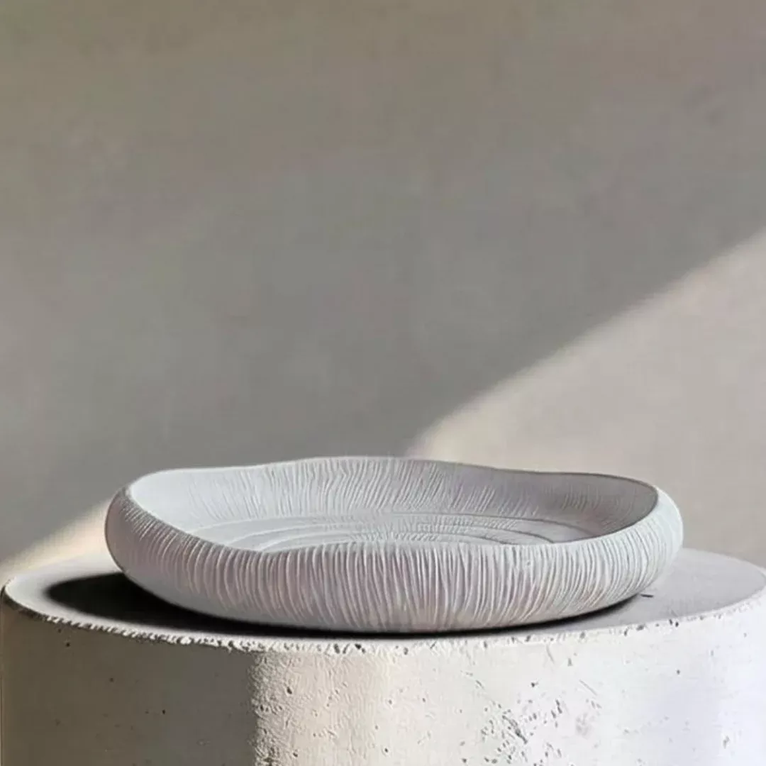 zephyr-serving-tray-artisan-cement-display-piece-hand-painted-in-linen-white-14- Zephyr Serving Tray, Artisan Cement Display Piece, Hand-painted in Linen White, 14.1"D x 2.3"H