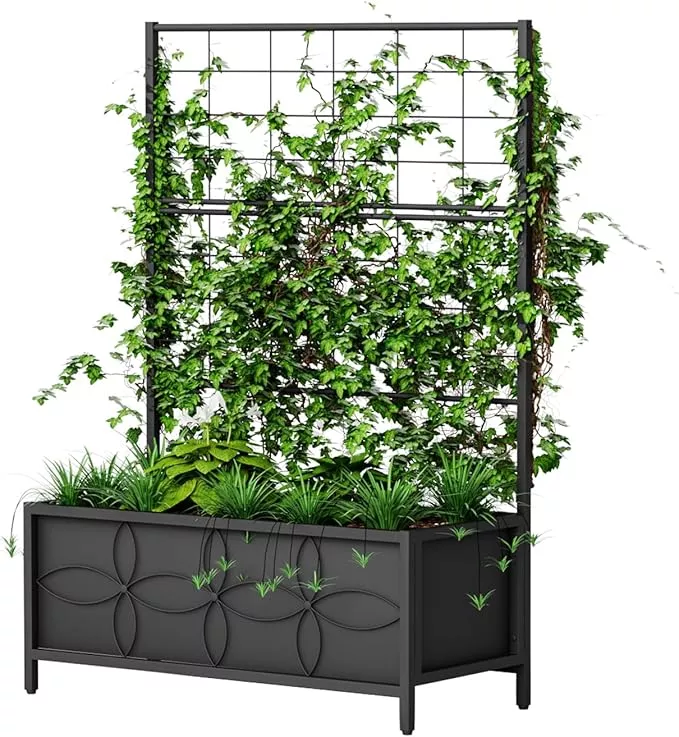 zhongma-sturdy-raised-garden-bed-with-trellis-15-75-x-35-43-x-48-8-in-vegetables Zhongma Sturdy Raised Garden Bed with Trellis (15.75 x 35.43 x 48.8 in) for Vegetables Flower, Planter Box for Backyard Patio Balcony