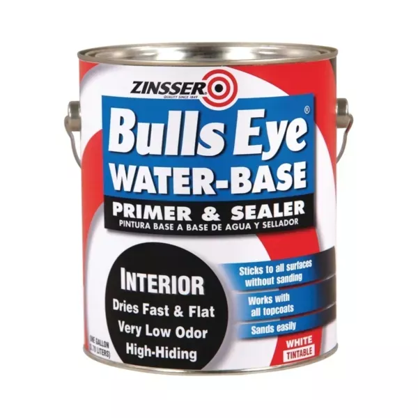 zinsser-2241-interior-primer-sealer-white-flat-1-gal-can ZINSSER 2241 Interior Primer and Sealer, White, Flat, 1 gal Can