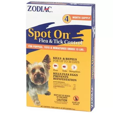 zodiac-7-15-lb-spot-on-flea-tick-control-puppies-4-pk Zodiac 7-15 lb Spot On Flea and Tick Control for Puppies - 4 pk