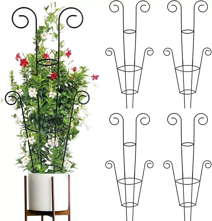 zoutog-trellis-climbing-plants-indoor-30-inch-houseplant-trellis-potted-plants-m ZOUTOG Trellis for Climbing Plants Indoor 30 Inch, Houseplant Trellis for Potted Plants Metal 4Pcs for Vine Ivy Flower Support,Round Shape,Golden